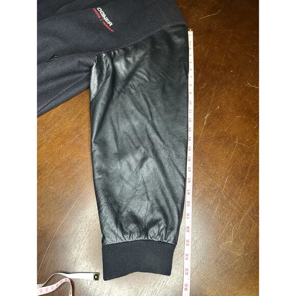 VTG 90s OGNER Motorcars Porche/Ferrari Jeff Hamilton Wool Leather Jacket - Picture 9 of 16
